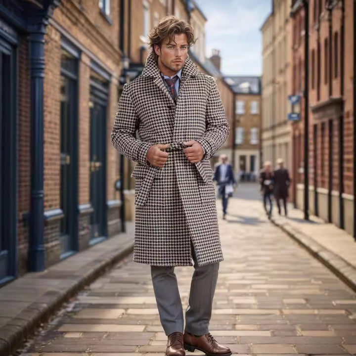 Elegant trench coat for men with shawl collar and belt Lune London