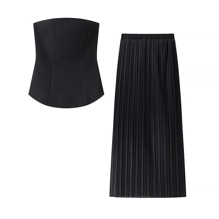 Chic and Style women's top and maxi skirt set with ruffled design