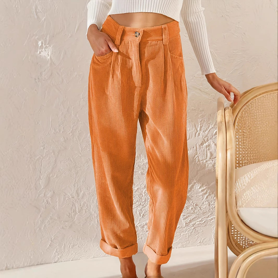 High-waisted corduroy pants for women with a relaxed fit Lune London