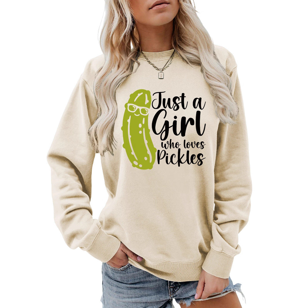 Sweat-shirt pour femmes avec motif de concombre humoristique et coupe décontractée Chic & Stil