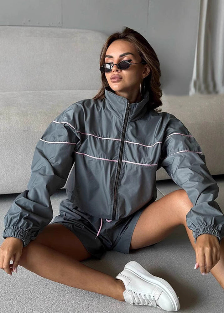 Lune London | Windbreaker Set – Oversized Zip Jacket & High-Waisted Shorts