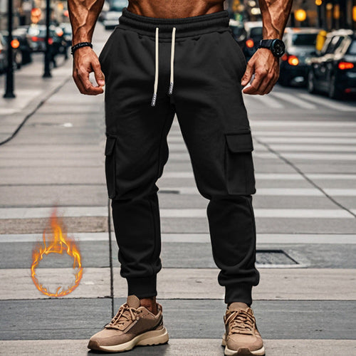 Men's Sporty Cargo Jogging Pants with Elastic Waistband and Practical Pockets Lune London