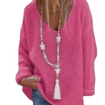 Women knitted sweater with V-neck and relaxed fit Lune London
