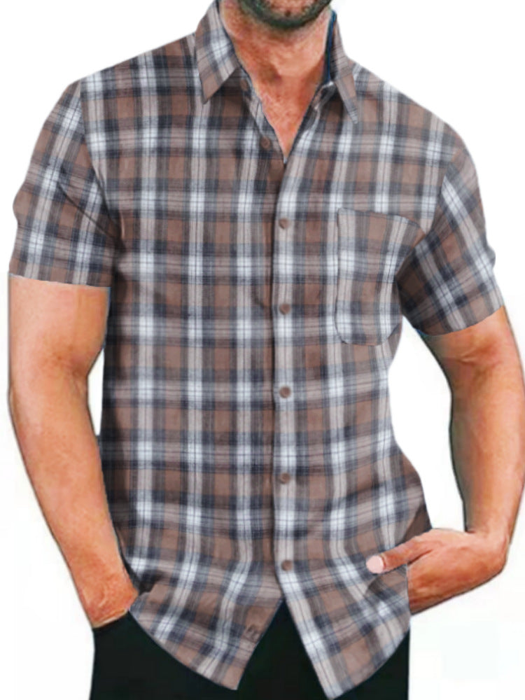 Short-sleeve check shirt for men with pockets and trendy cut Lune London