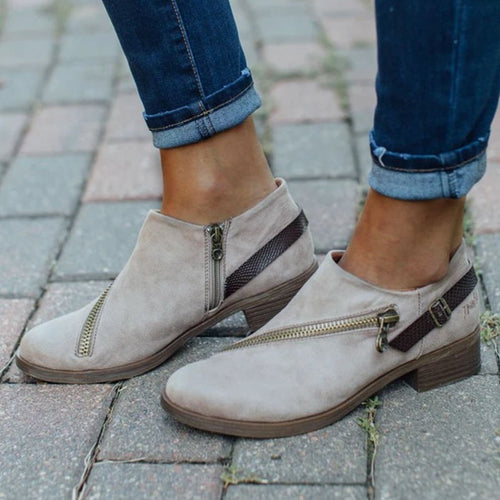 Elegant ankle boots for women with decorative zippers and a comfortable sole Lune London