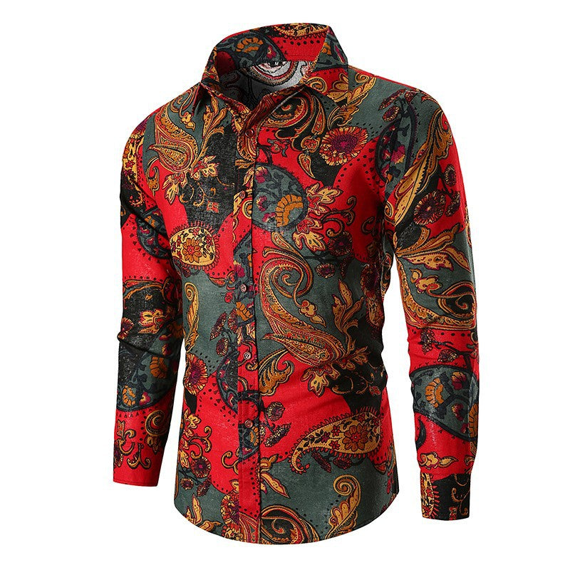 Men's Long Sleeve Shirt with Extravagant Paisley Pattern and Fine Cotton Quality Lune London
