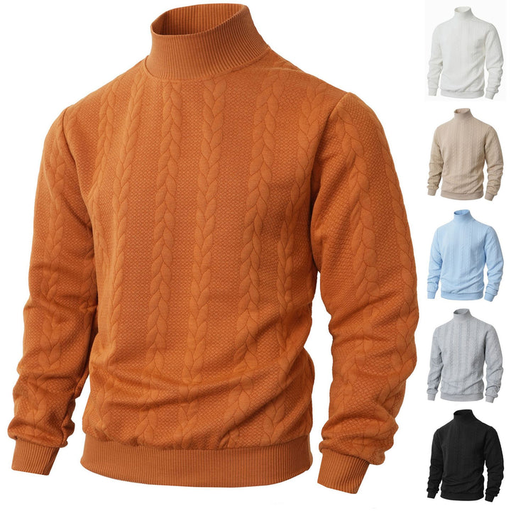 Elegant knitted sweater for men with high collar and relief pattern Lune London