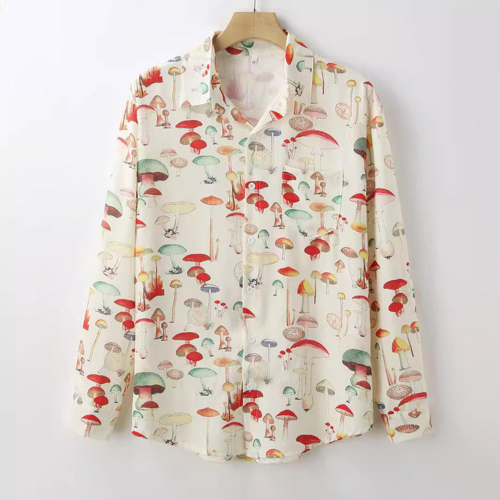 Long sleeve shirt for women with a creative mushroom pattern and high-quality materials Lune London