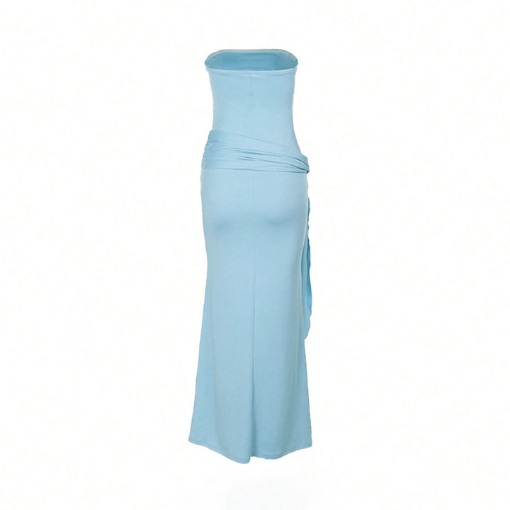 Robe maxi femme avec design épaules nues et fente latérale Chic & Stil