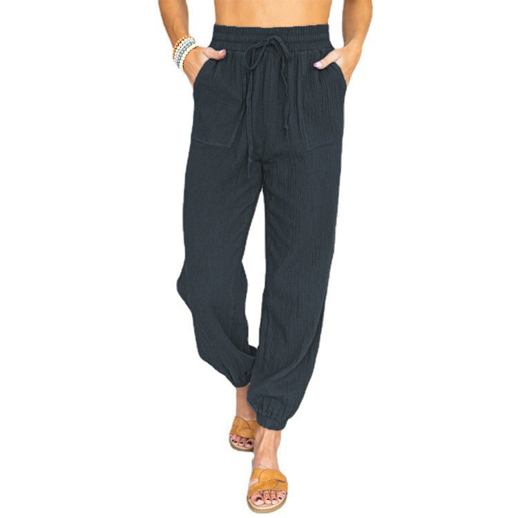 Ladies Airy Leisure Pants with Elastic Waistband and Side Pockets Lune London