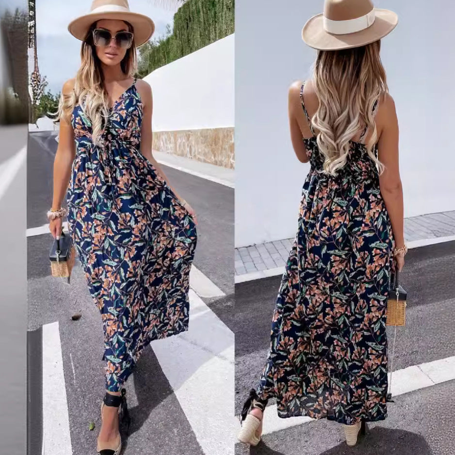 Lune London Tropical Print A-Line Maxi Dress for Women
