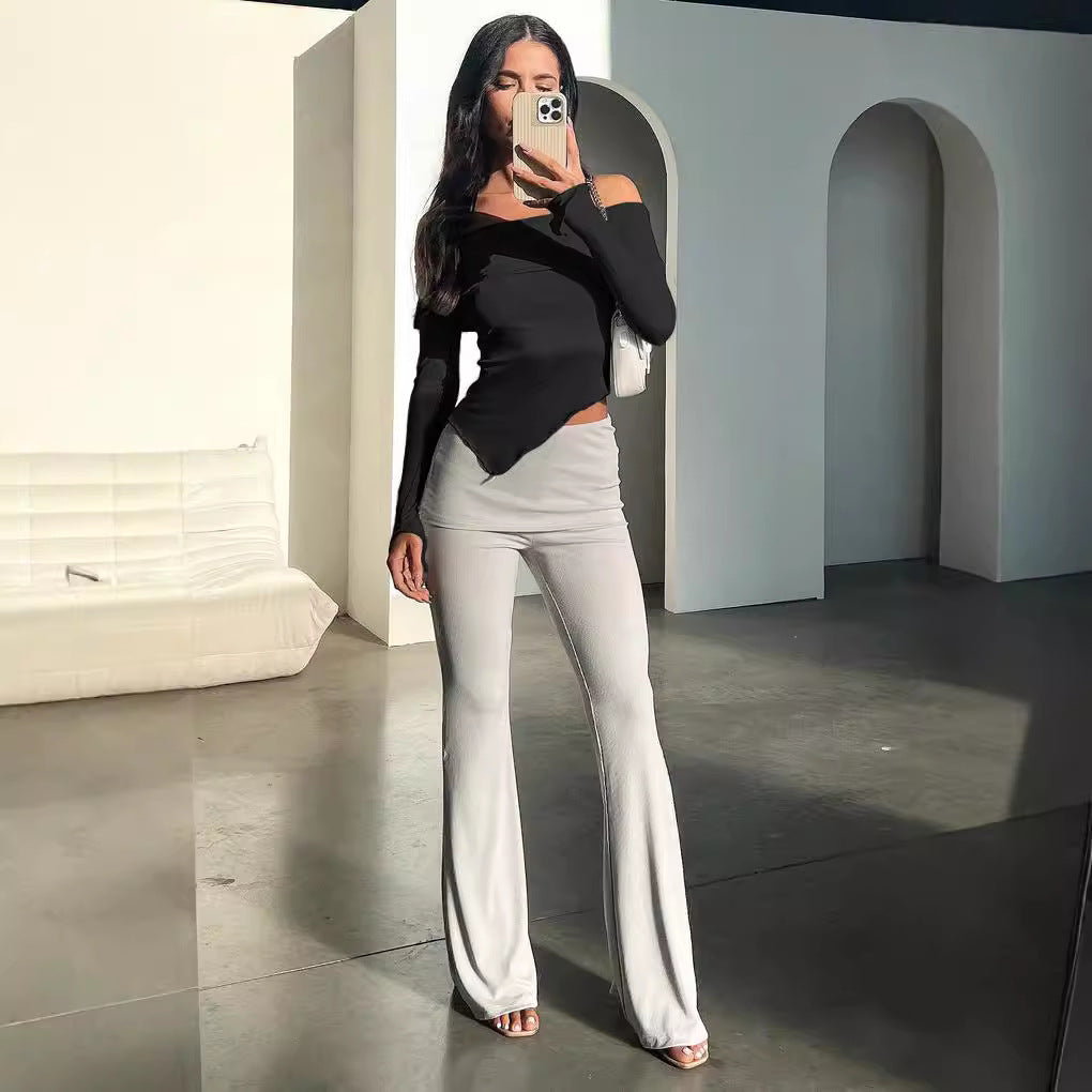 Women's Off-Shoulder Shirt with Elegant Trumpet Sleeves Lune London