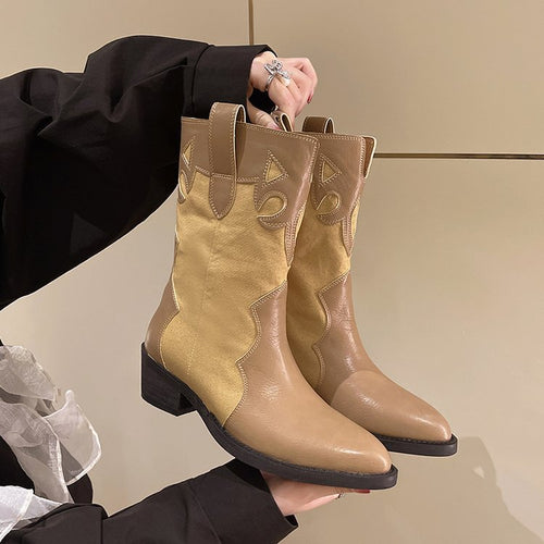 Lune London embroidered pattern cowboy ankle boots for women