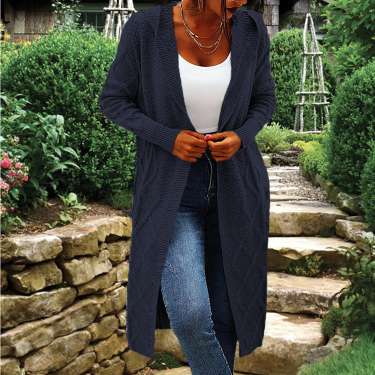 Ladies Chunky Knit Cardigan with Elegant Twisted Pattern Lune London
