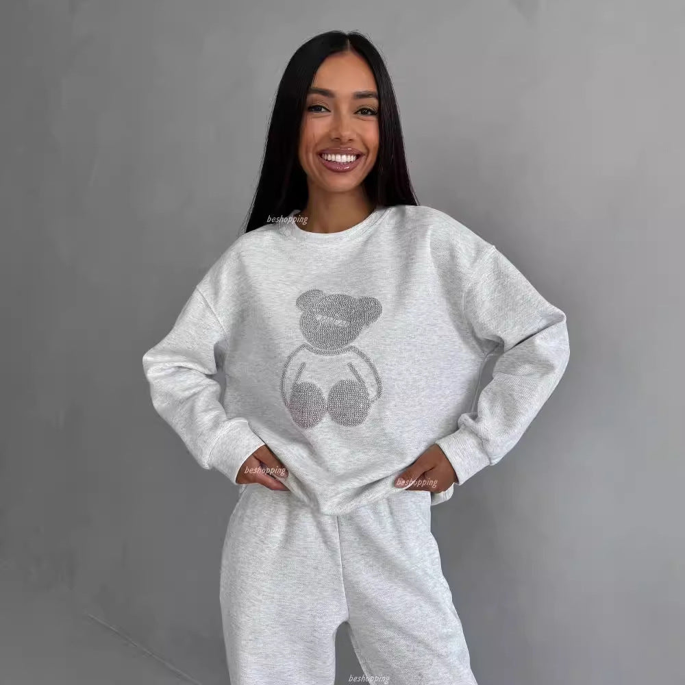 Casual tracksuit set for women with teddy shape pattern Lune London