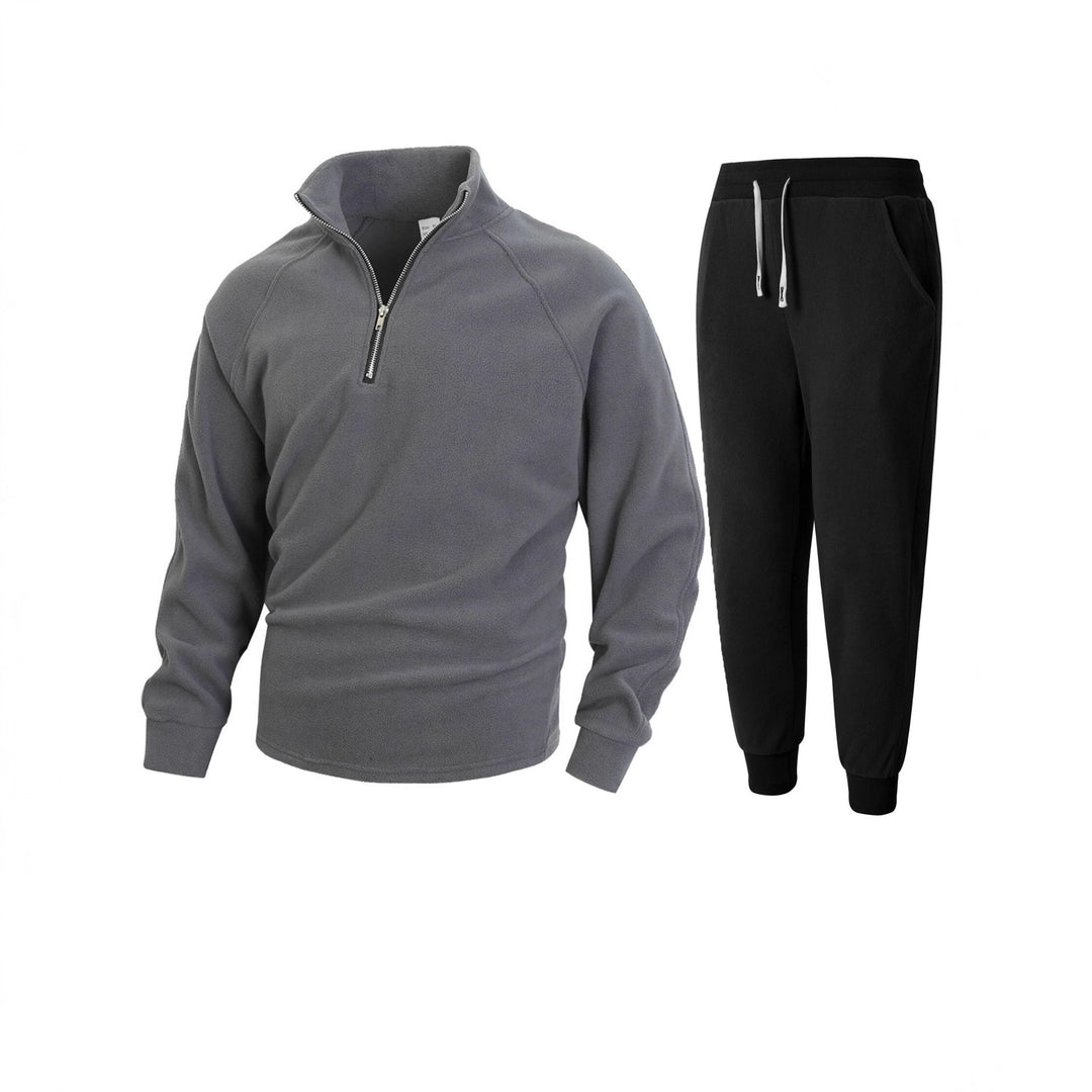 Men's fleece top with modern high collar and chic sporty joggers