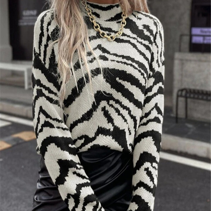 Modern sweater for women with zebra pattern Lune London
