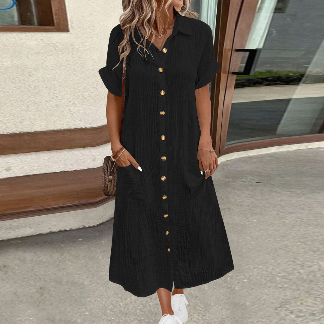 Shirt dress for women with decorative buttons and practical pockets Lune London