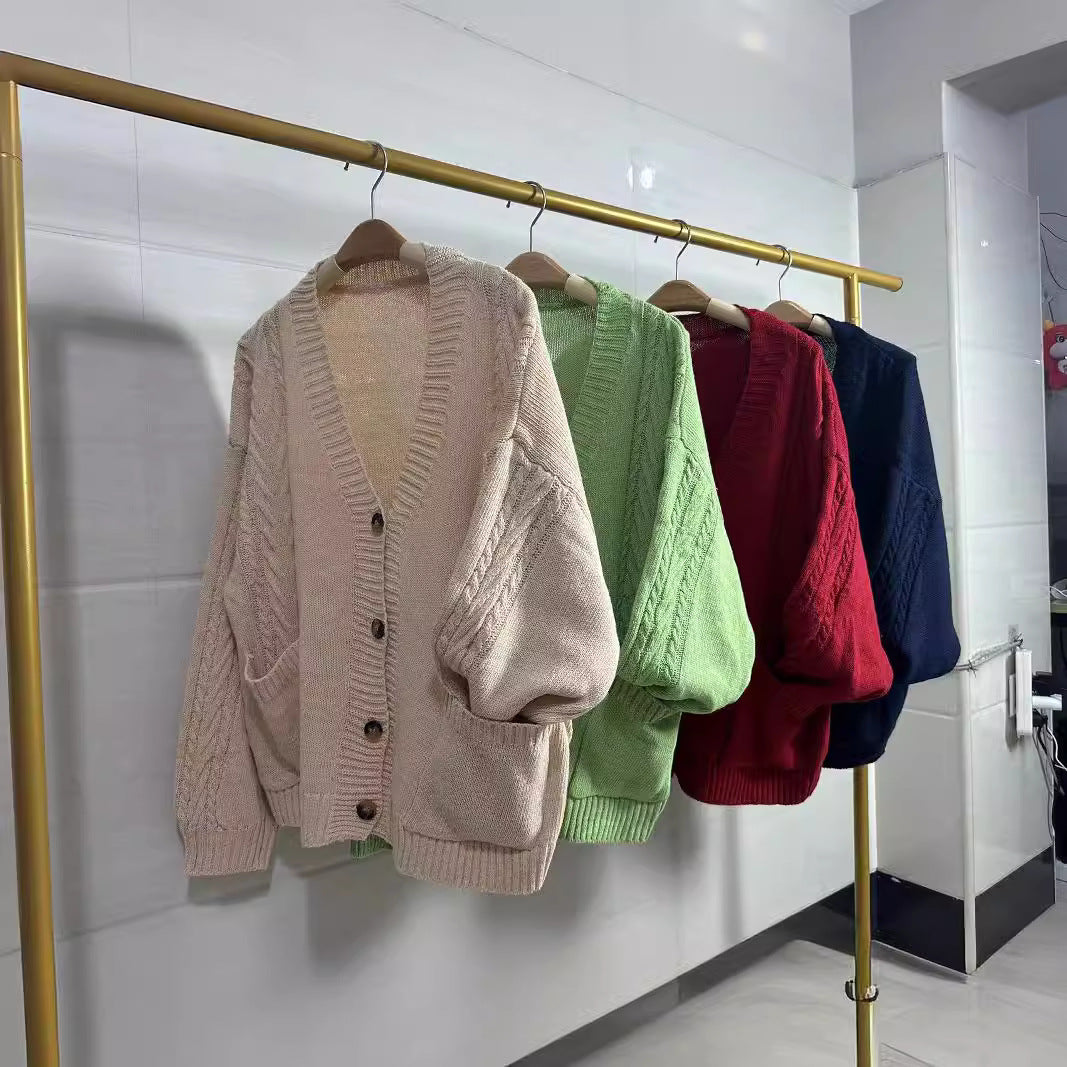 Women's knitted jacket with puff sleeves and pockets Lune London