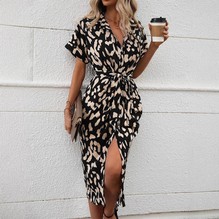 Lune London women's wrap dress with elegant slit details