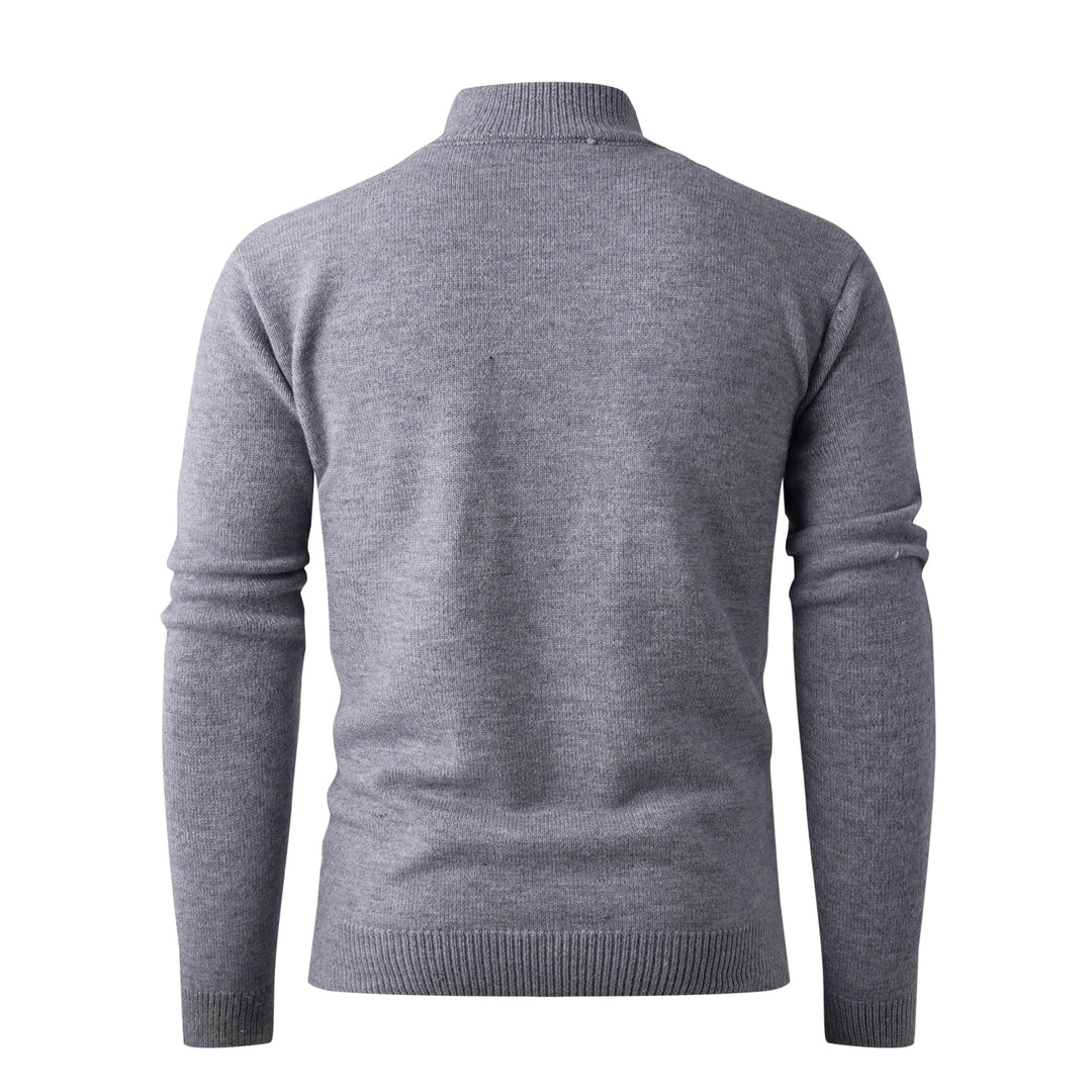 Thick knit pullover for men with a modern high collar and functional zipper Lune London
