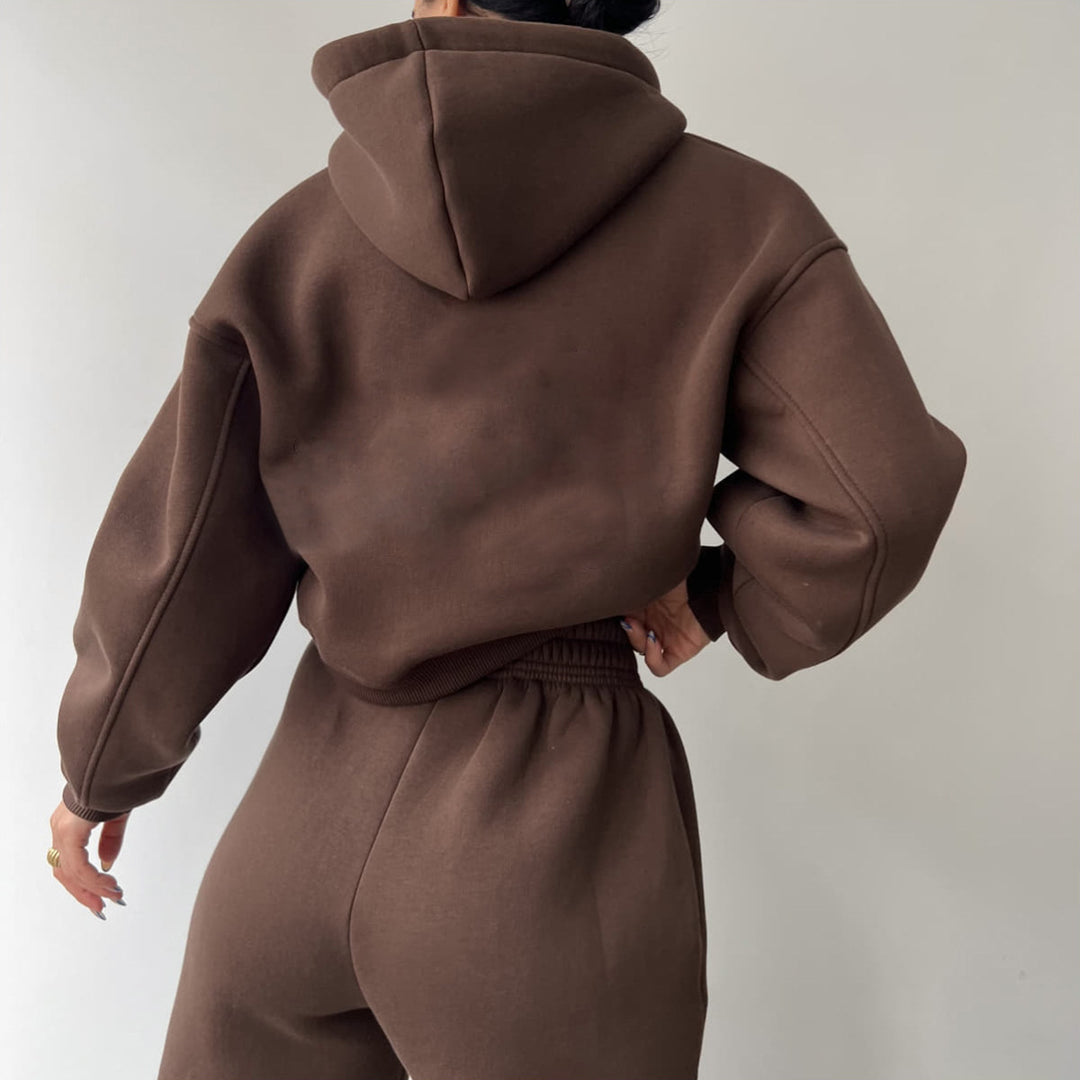 Casual cropped hoodie and jogger set for women Lune London