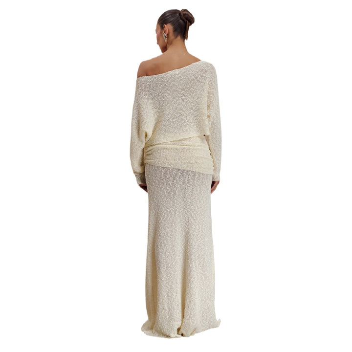 Elegant set for women composed of a cropped top and a maxi skirt with ruffle details Lune London