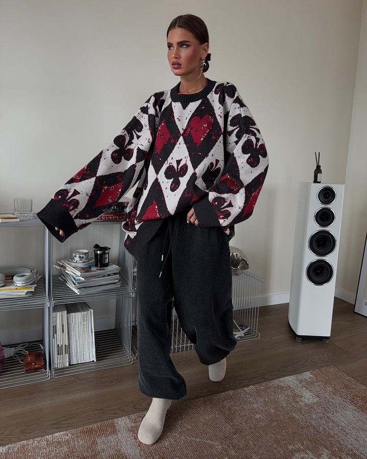 Oversized sweater for women with creative patterns and a wide fit Lune London