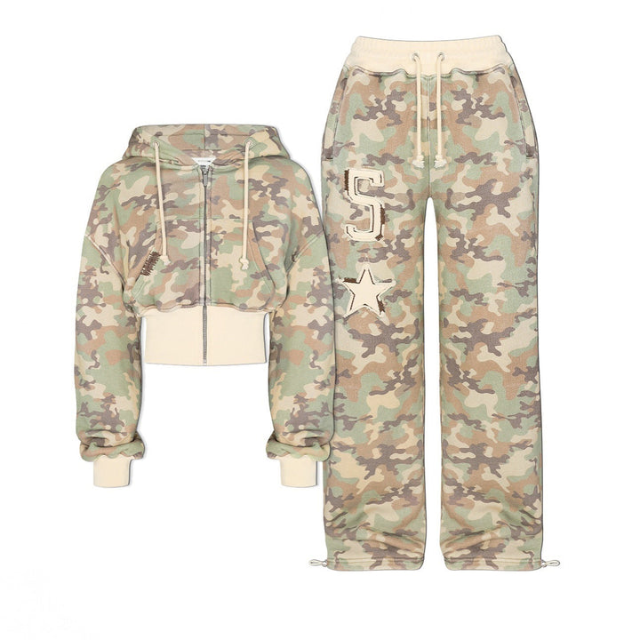 Ladies Stylish and Comfortable Tracksuit Set with Short Hoodie and Jogging Pants Chic Und Stil