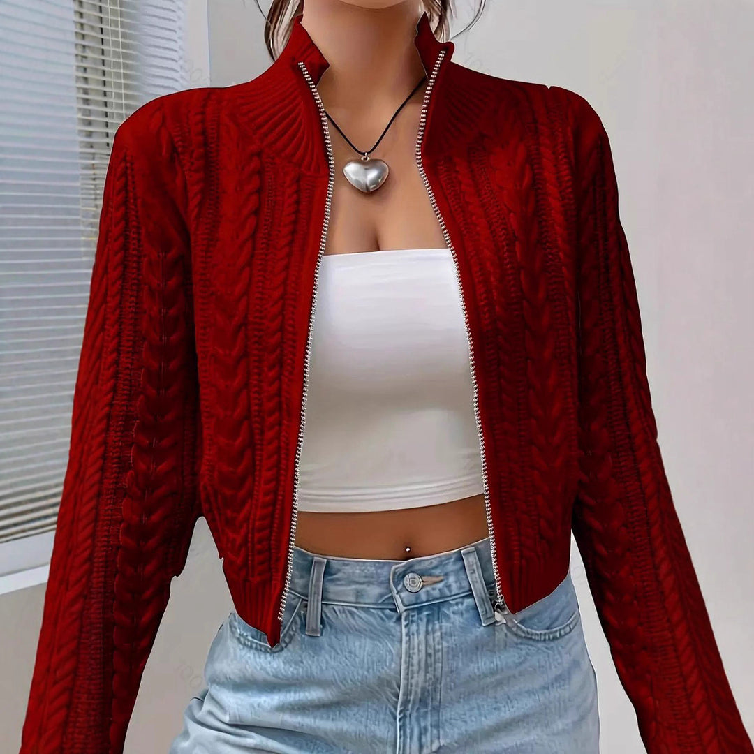 Design knit jacket for women with an innovative cable pattern and elegant details Lune London