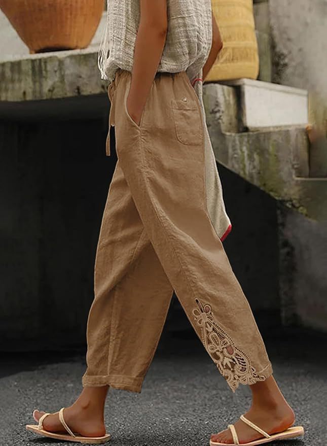 Leisure pants for women with elaborate embroidery Lune London