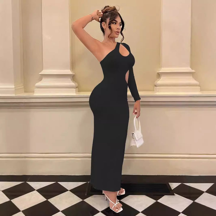 Women's Long Sleeve Maxi Dress with Sexy Cut-Outs and Figure-Hugging Fit Lune London