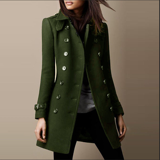 Lady elegant long coat with double breasted Lune London