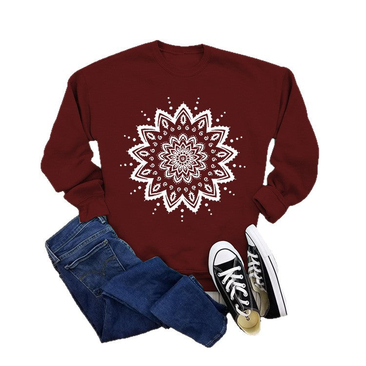 Sweatshirt pour femme avec design mandala créatif et coupe décontractée Chic & Stil