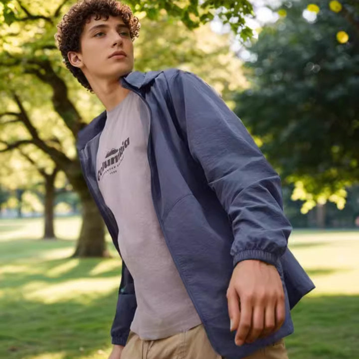 Functional transition jacket for men with adjustable collar Lune London