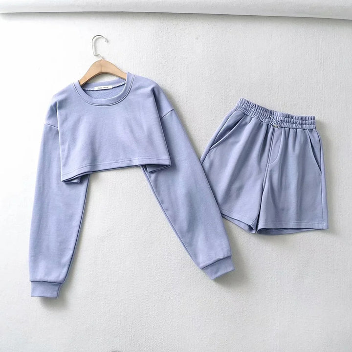 Women's casual crop top and shorts set Lune London