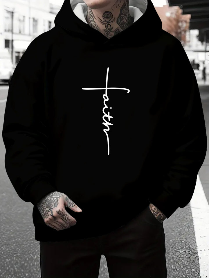 Men's hoodie with a subtle gradient of colors and an inspiring inscription Lune London
