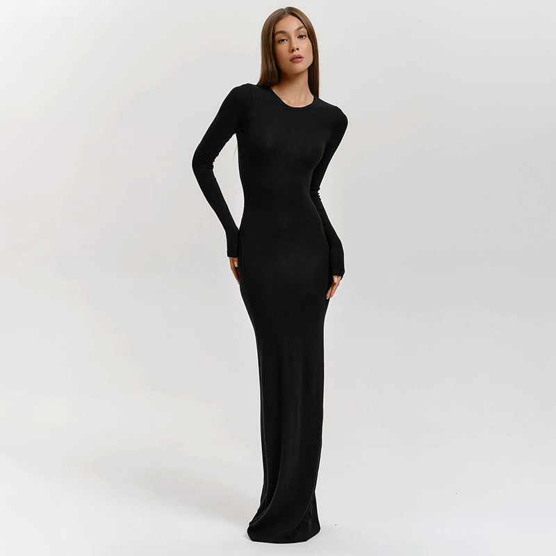 Women's Elegant Long Sleeve Maxi Dress with Figure-Shaping Cut and High Comfort Lune London