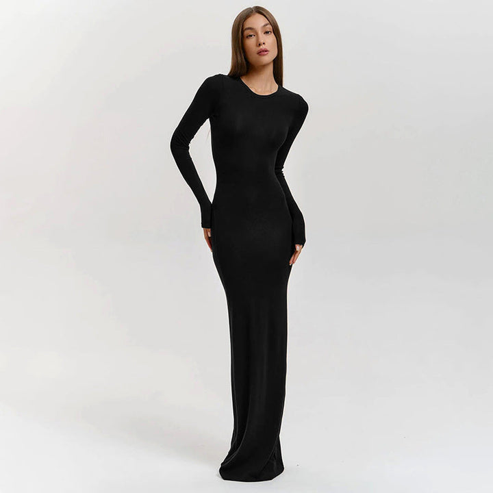 Women's Elegant Long Sleeve Maxi Dress with Figure-Shaping Cut and High Comfort Lune London