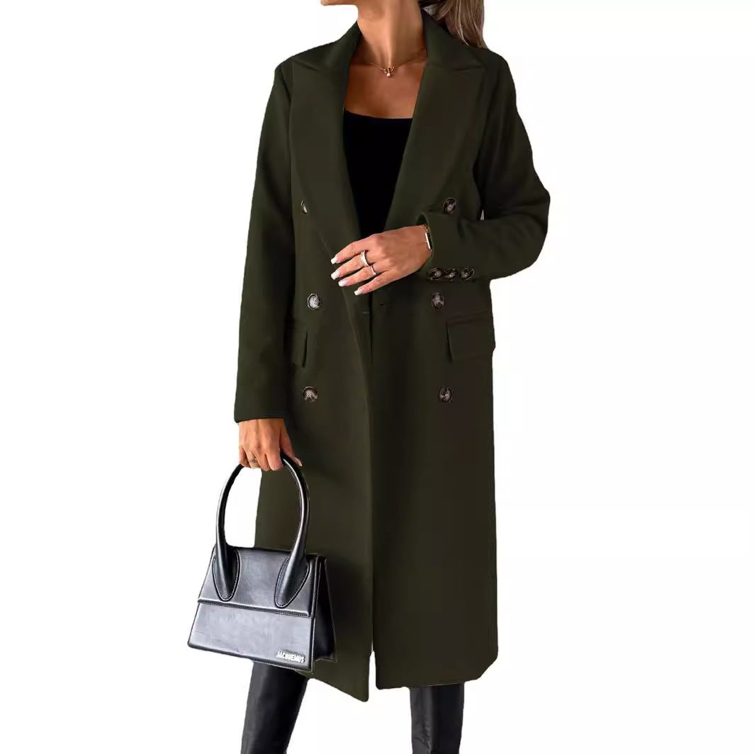 Elegant double-breasted women's coat with fitted silhouette Lune London