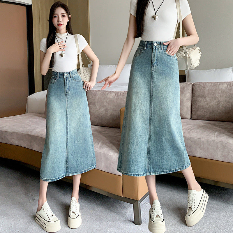 Jupe maxi en denim pour femmes avec fente latérale Chic & Stil