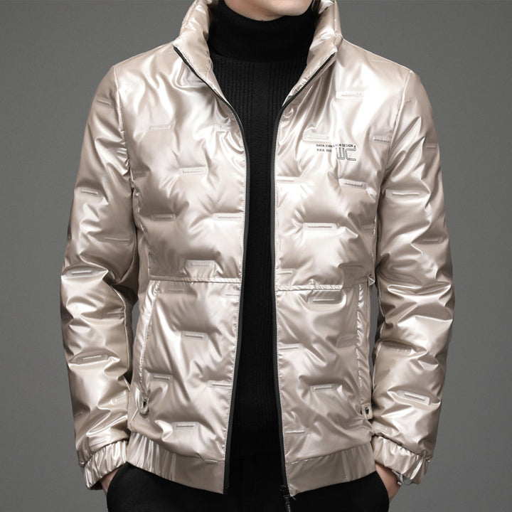 Shiny quilted jacket for men with high collar Lune London