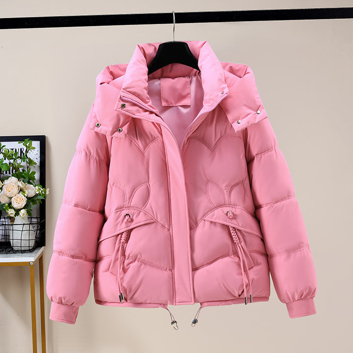 Ladies Fashion Padded Jacket with Removable Hood and Side Pockets with Opening.