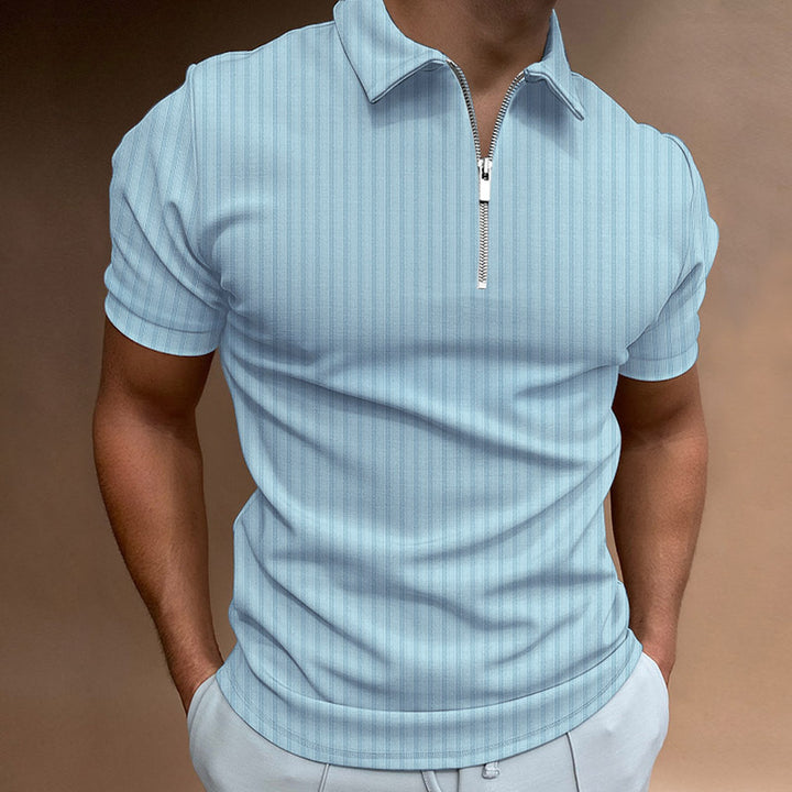 Men's polo shirt with zip collar short sleeves Lune London