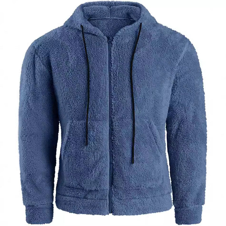 Cozy fleece jacket for men with hood and side pockets Lune London