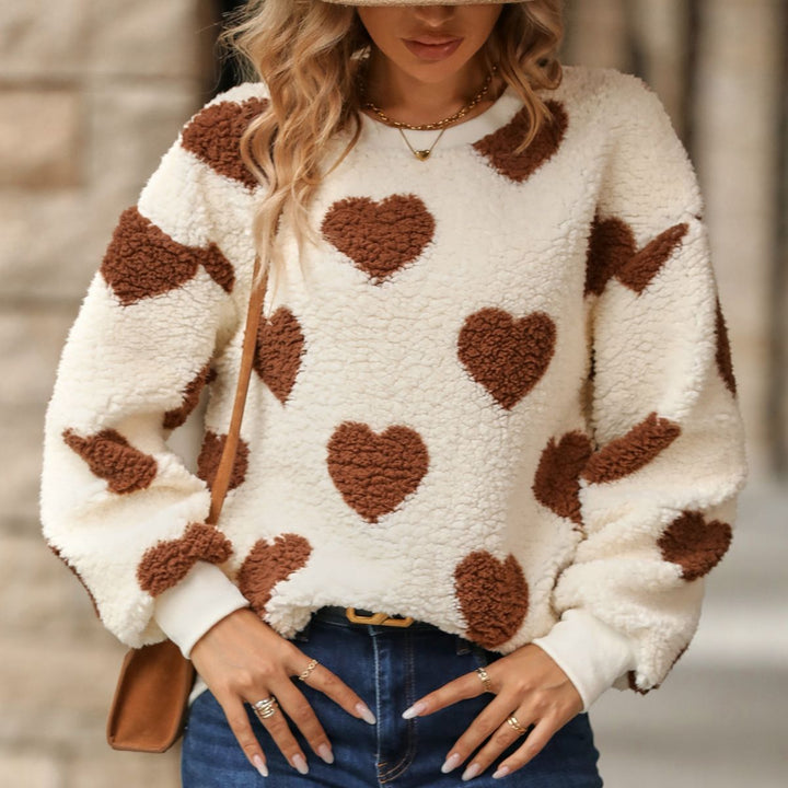 Women's sweater with high-quality boucle heart pattern Lune London