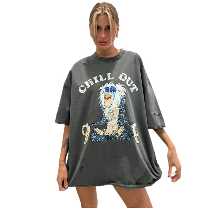 Oversized T-shirt for women with creative vintage pattern Lune London