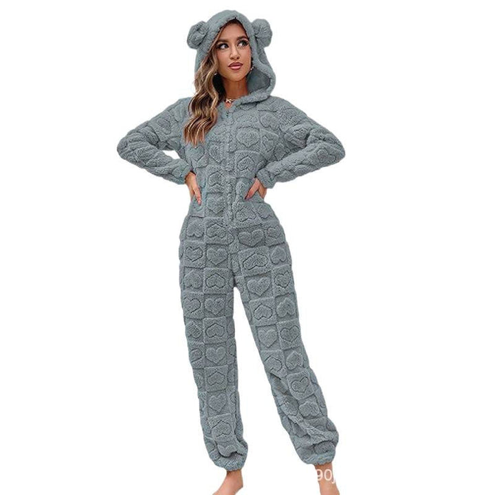 Women's Cozy Fleece Jumpsuit with Hood Lune London