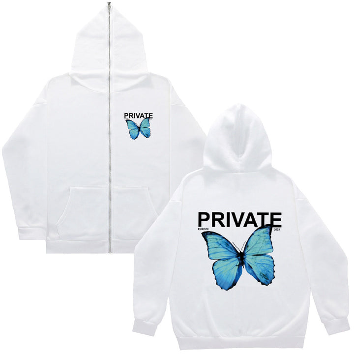Women's fleece hoodie with colorful butterfly design Lune London