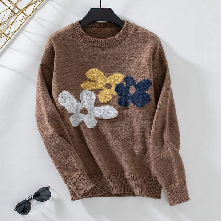 Casual sweater for women with floral patterns and round neck Lune London